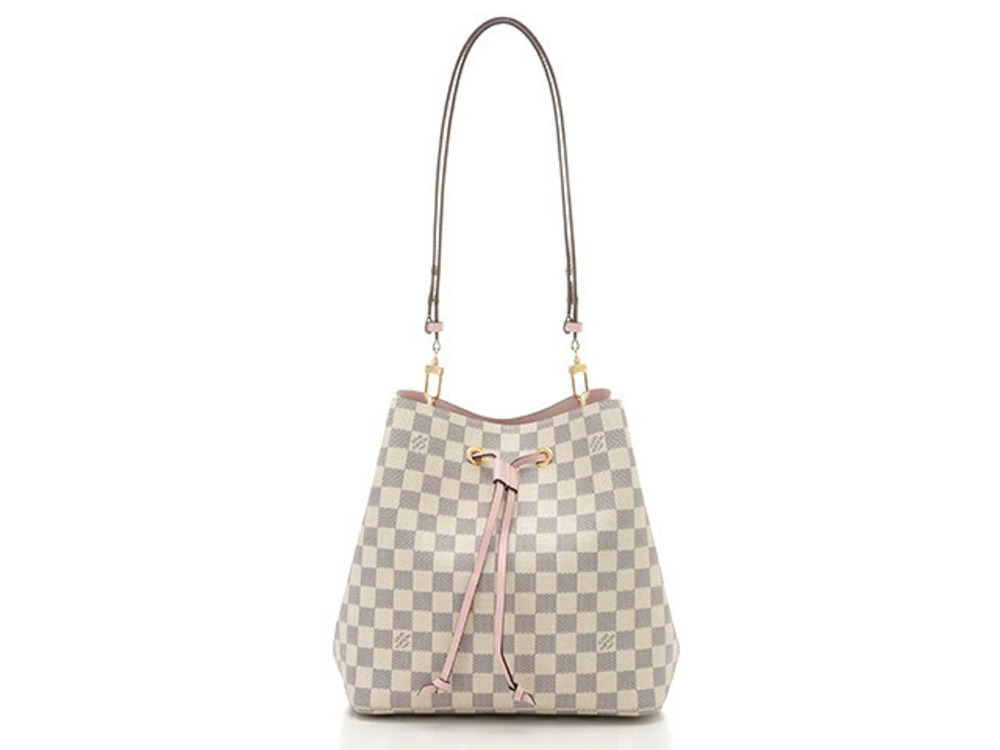 LOUIS VUITTON Shoulder Bag Neo Noe Damier Azur White Eau de Rose Pink